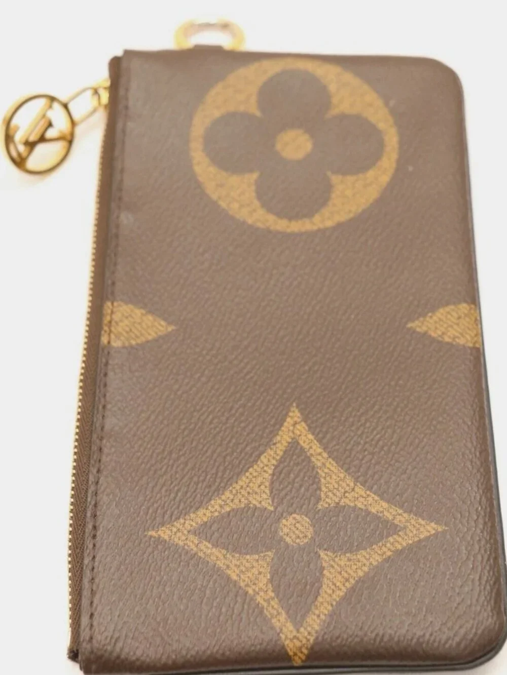 LOUIS VUITTON Trio Monogram Giant Canvas Coin Purse Wallet Key Pouch Brown 1pc
